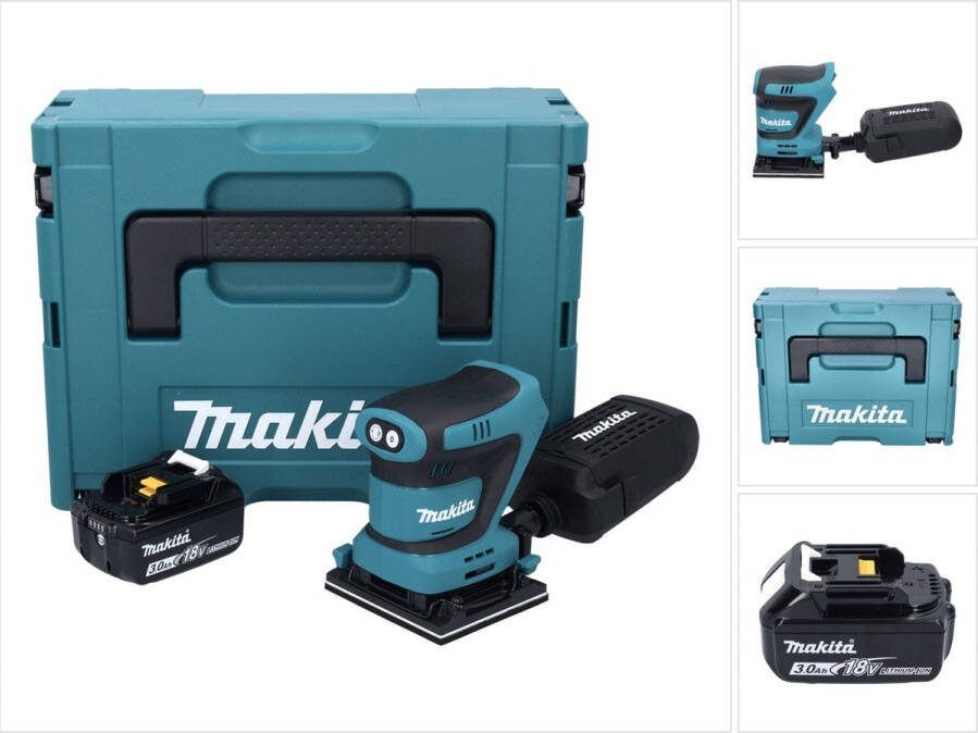Makita DBO 481 F1J accu vlakschuurmachine 18 V 112 x 102 mm + 1x accu 3.0 Ah + Makpac zonder lader