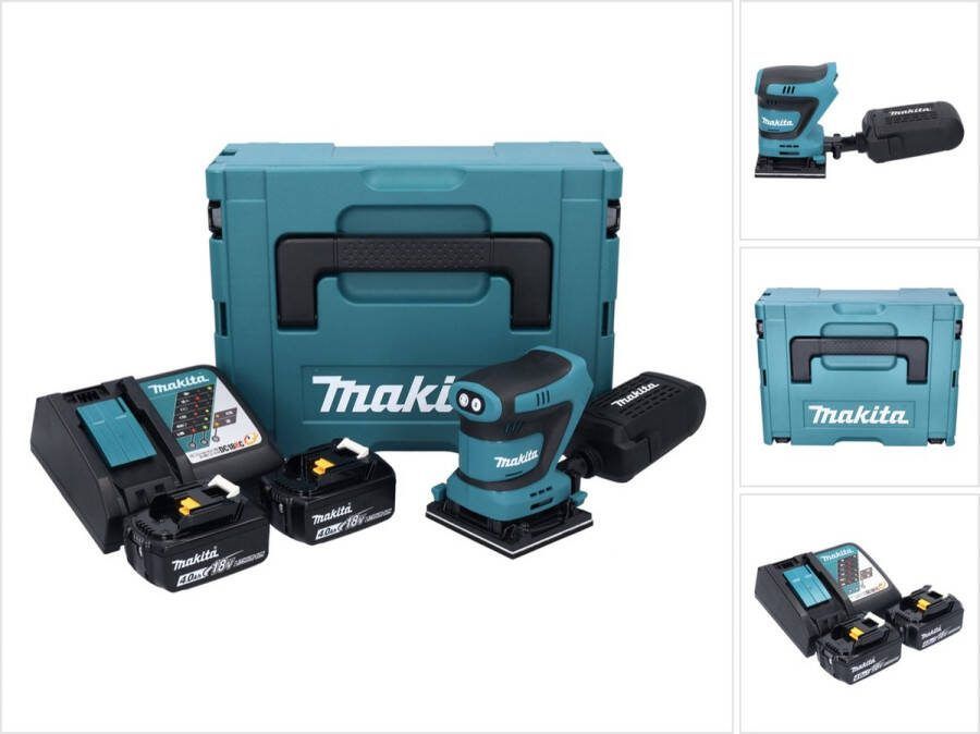 Makita DBO 481 RMJ accu vlakschuurmachine 18 V 112 x 102 mm + 2x accu 4.0 Ah + lader + Makpac
