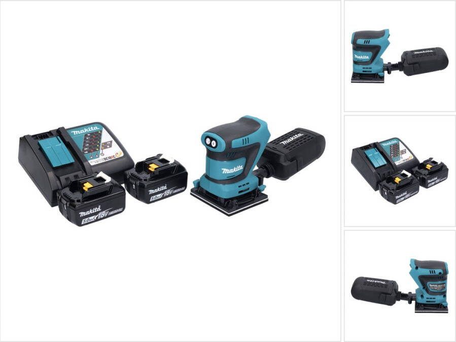 Makita DBO 481 RT accu vlakschuurmachine 18 V 112 x 102 mm + 2x accu 5.0 Ah + lader