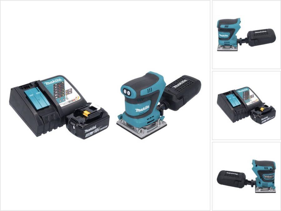 Makita DBO 484 RT1 accu vlakschuurmachine 18 V 112 x 102 mm + 1x oplaadbare accu 5.0 Ah + lader