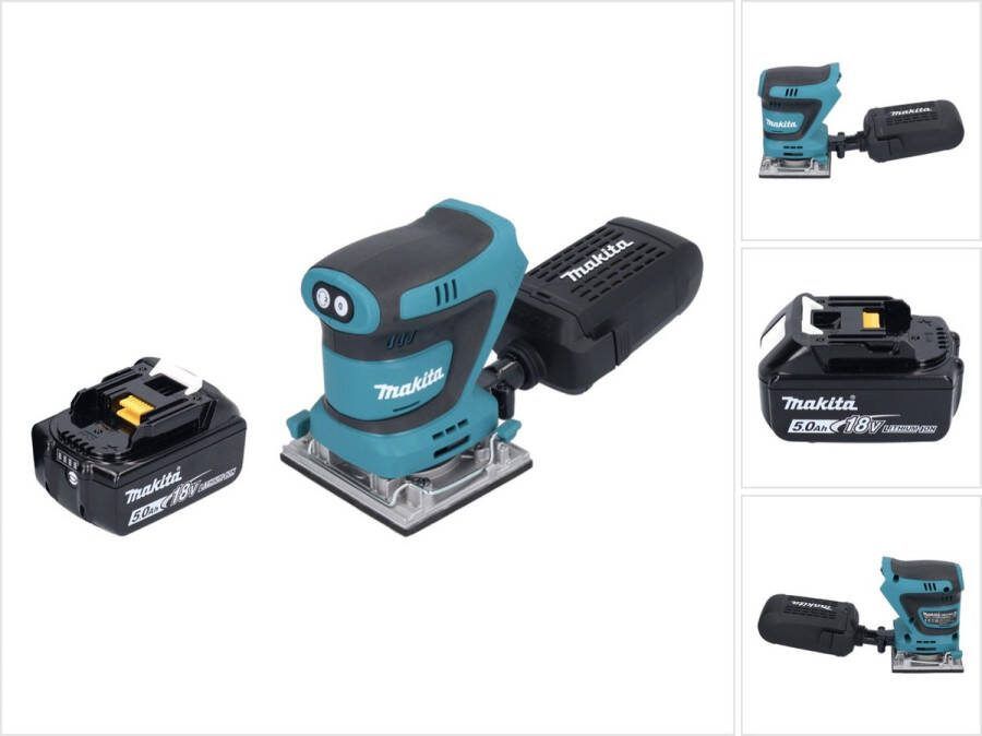 Makita DBO 484 T1 accu vlakschuurmachine 18 V 112 x 102 mm + 1x accu 5.0 Ah zonder lader