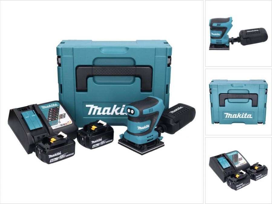 Makita DBO480RMJ accu vlakschuurmachine 18 V 112 x 102 mm + 2x accu 4.0 Ah + lader + Makpac