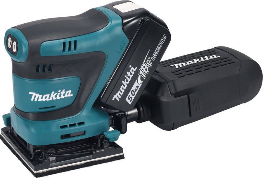 Makita DBO480RTJ Accu Handpalm Vlakschuurmachine 18V 2 x 5.0 Ah accu + snellader In Mbox