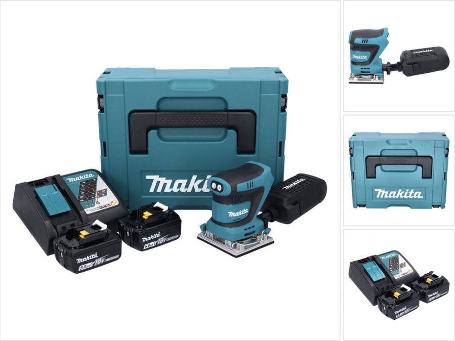 Makita DBO482RTJ Accu Handpalm Vlakschuurmachine 18V 2 x 5.0 Ah accu + snellader In Mbox