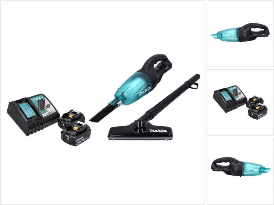 Makita DCL 180 RF B accu stofzuiger 18 V zwart + 2x oplaadbare accu 3.0 Ah + lader
