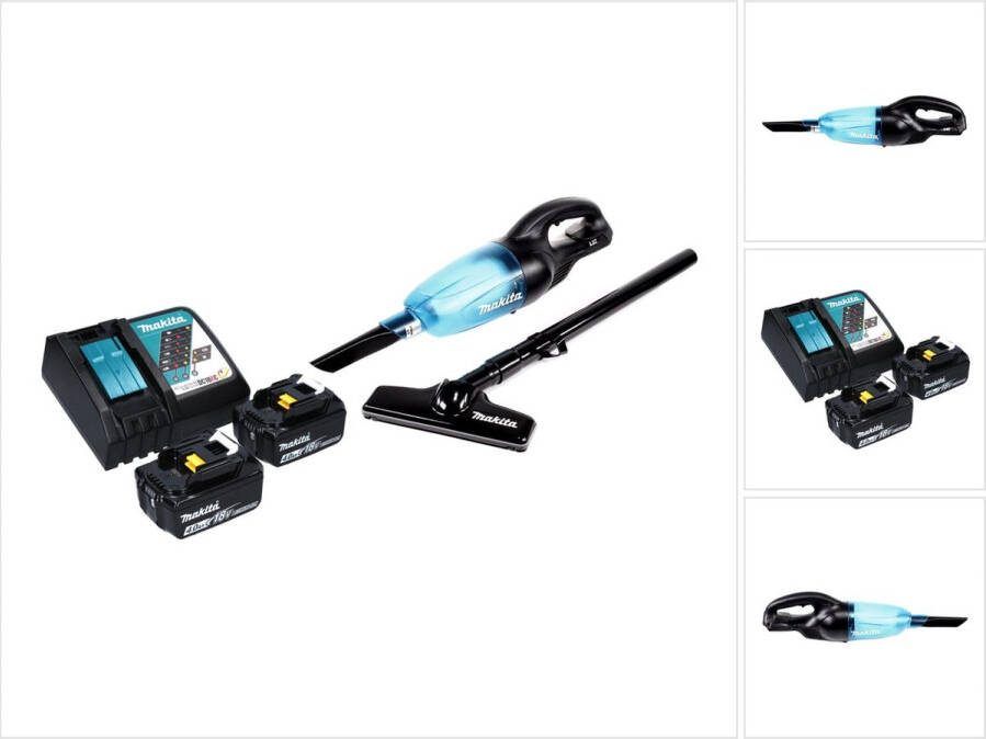 Makita DCL 180 RM B accu stofzuiger 18 V zwart + 2x accu 4.0 Ah + lader