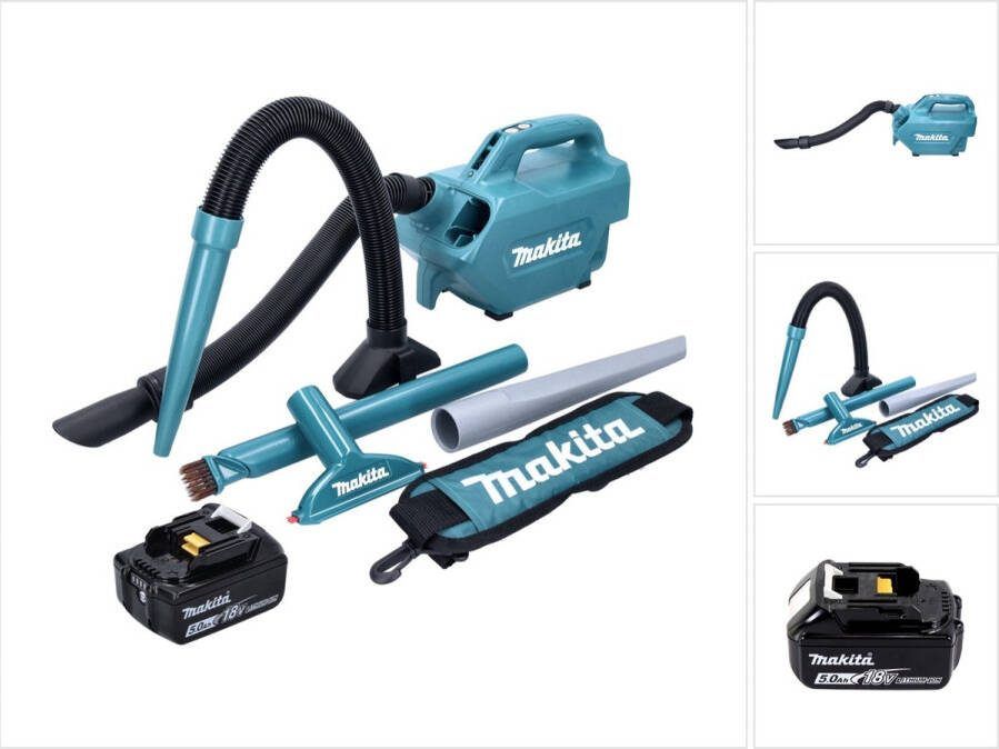 Makita DCL 184 T1 accu stofzuiger 18 V 54 mbar 0 5 l + 1x oplaadbare accu 5 0 Ah zonder oplader
