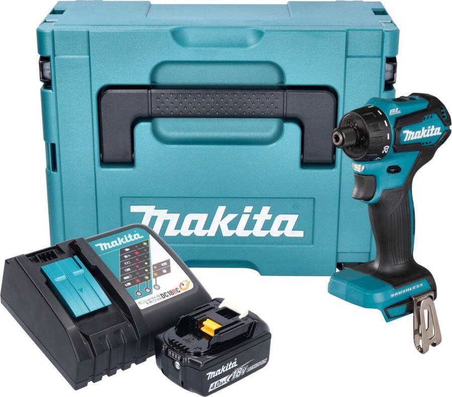 Makita DDF 083 RM1J Accuboormachine 18 V 40 Nm 1 4'' borstelloos + 1x oplaadbare accu 4.0 Ah + lader + Makpac