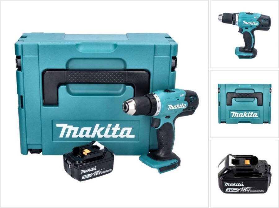 Makita DDF 453 F1J accuboormachine 18 V 42 Nm + 1x accu 3.0 Ah + Makpac zonder lader