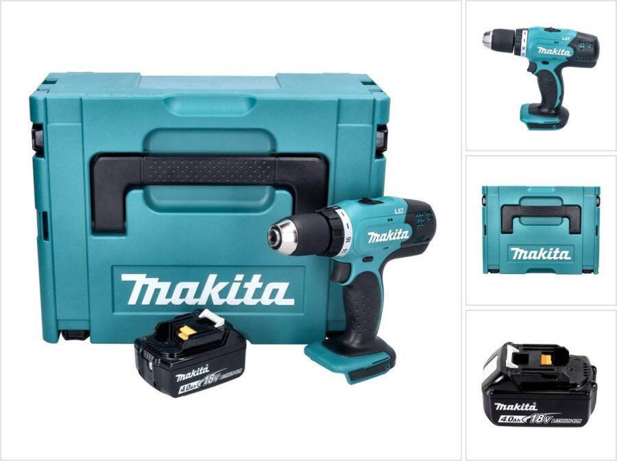 Makita DDF 453 M1J Accuboormachine 18 V 42 Nm + 1x accu 4.0 Ah + Makpac zonder lader