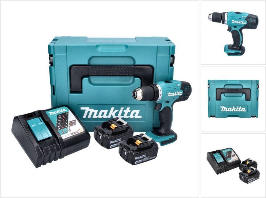 Makita DDF 453 RMJ accuboormachine 18 V 42 Nm + 2x accu 4.0 Ah + lader + Makpac