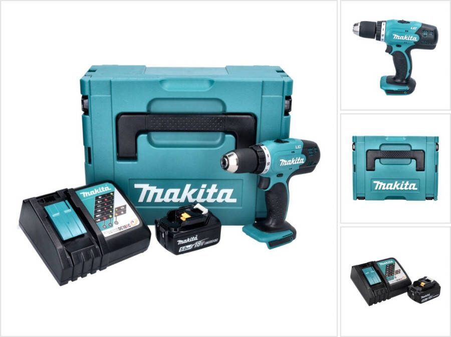 Makita DDF 453 RT1J accuboormachine 18 V 42 Nm + 1x oplaadbare accu 5.0 Ah + lader + Makpac