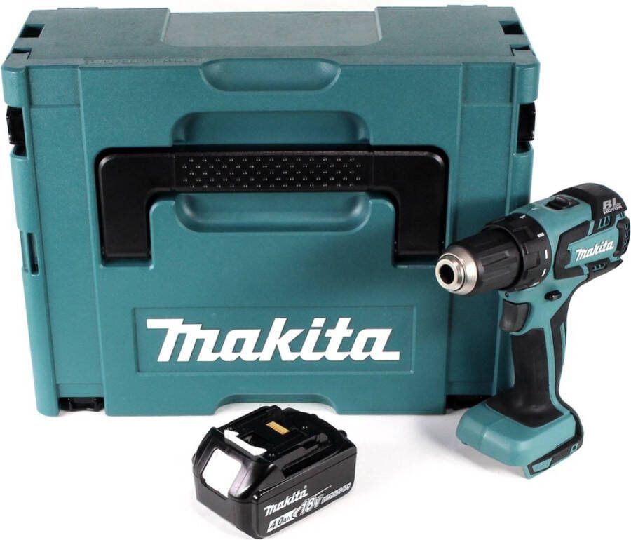 Makita DDF 459 M1J accuboormachine 18V 45Nm in Makpac + 1x 4.0 Ah accu zonder lader