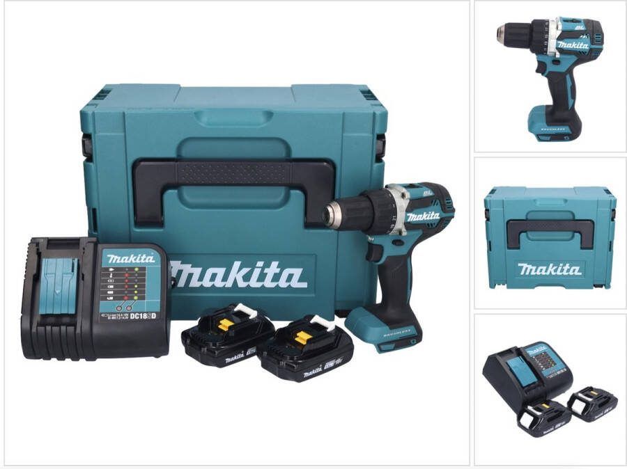 Makita DDF 484 SYJ accuboormachine 18 V 54 Nm + 2x accu 1 5 Ah + lader + Makpac
