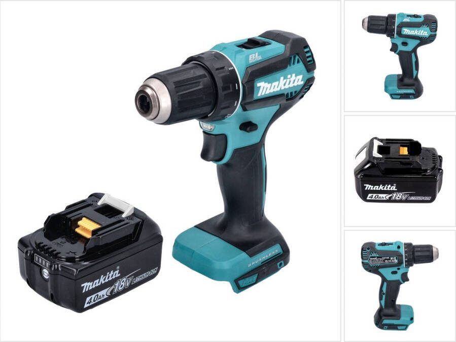 Makita DDF 485 M1 accuboormachine 18 V 50 Nm borstelloos + 1x oplaadbare accu 4.0 Ah zonder oplader