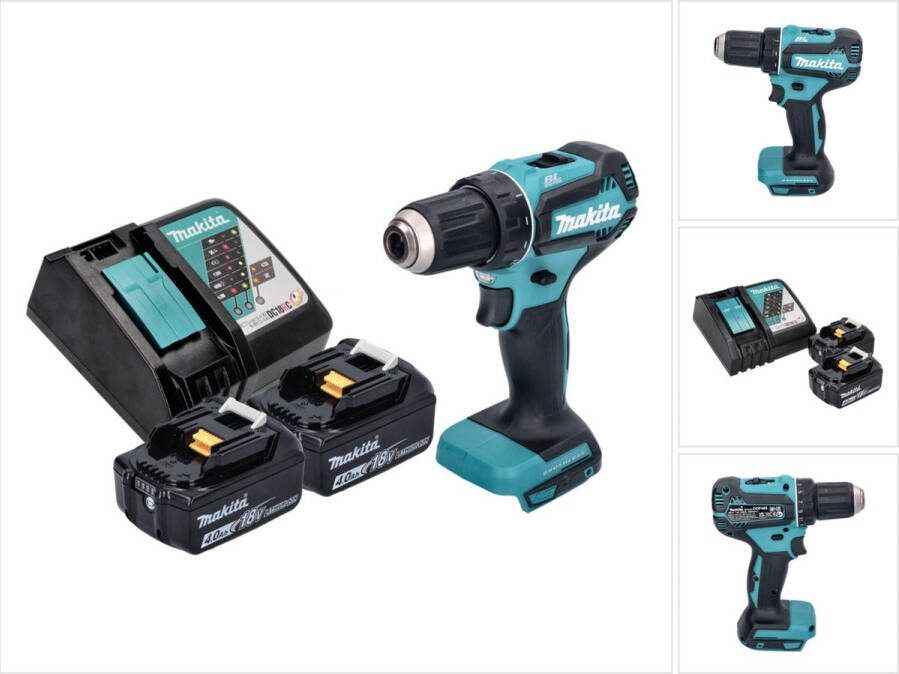 Makita DDF 485 RM accuboormachine 18 V 50 Nm borstelloos + 2x accu 4.0 Ah + lader