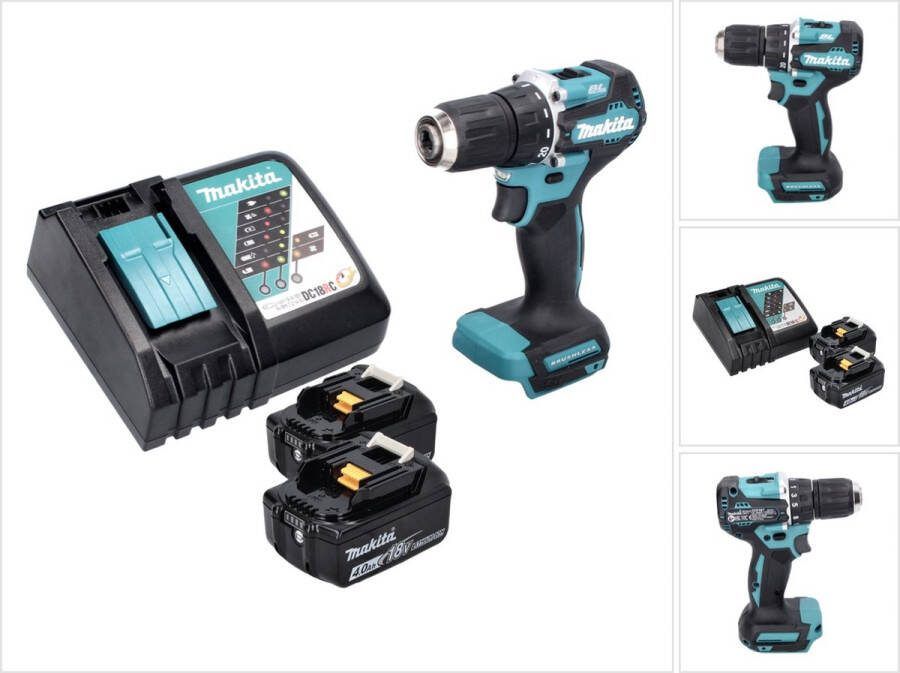 Makita DDF 487 RM accuboormachine 18 V 40 Nm borstelloos + 2x accu 4.0 Ah + lader
