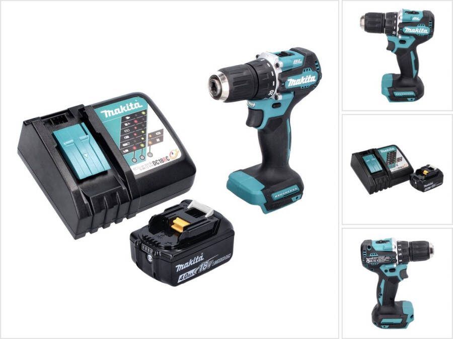 Makita DDF 487 RM1 accuboormachine 18 V 40 Nm borstelloos + 1x oplaadbare accu 4.0 Ah + lader