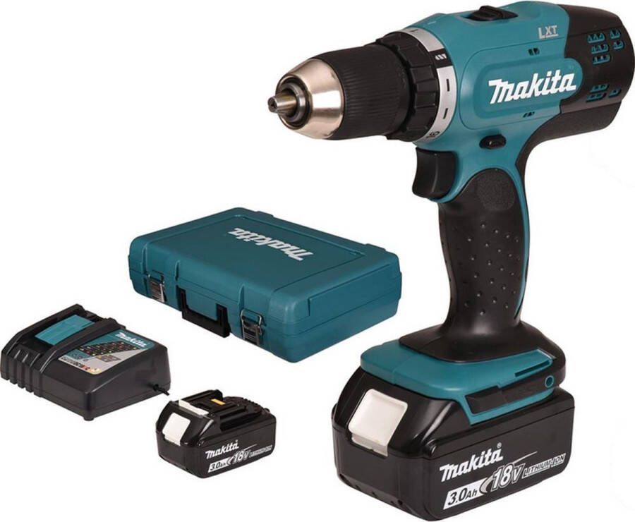 Makita DDF453RFE 18 Volt Accu Schroefboormachine met 2x 3.0Ah Li-ion accu en lader in Koffer LXT accu's