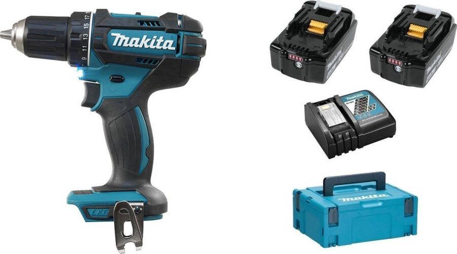 Makita DDF482RMJ 18V Li-Ion accu boor- schroefmachine set (2x 4.0Ah accu) in Mbox