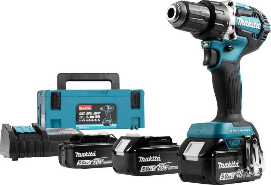 Makita DDF484RTJ boor schroefmachine 18V inclusief 3 accu's 5 0 Ah en snellader in MBox