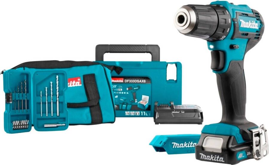 Makita DF333DSAX6 12V accu boormachine + accu + koelbox + bitset + lader + acculader + tas