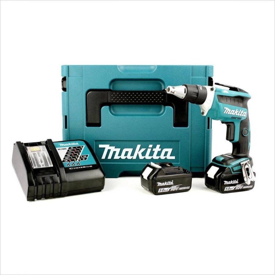 Makita DFS452RTJ 18V Li-Ion accu gipsschroefmachine set (2x 5.0Ah accu) in Mbox koolborstelloos