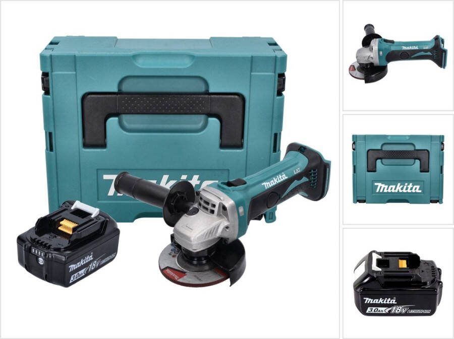 Makita DGA 452 F1J accu haakse slijper 18 V 115 mm + 1x accu 3.0 Ah + Makpac zonder lader