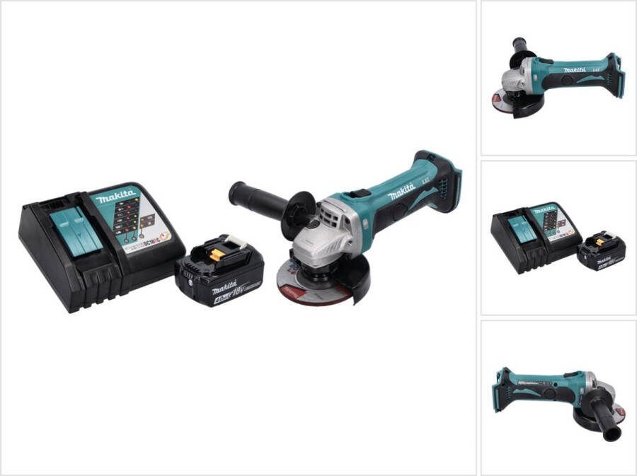 Makita DGA 452 RM1 accu haakse slijper 18 V 115 mm + 1x accu 4.0 Ah + lader