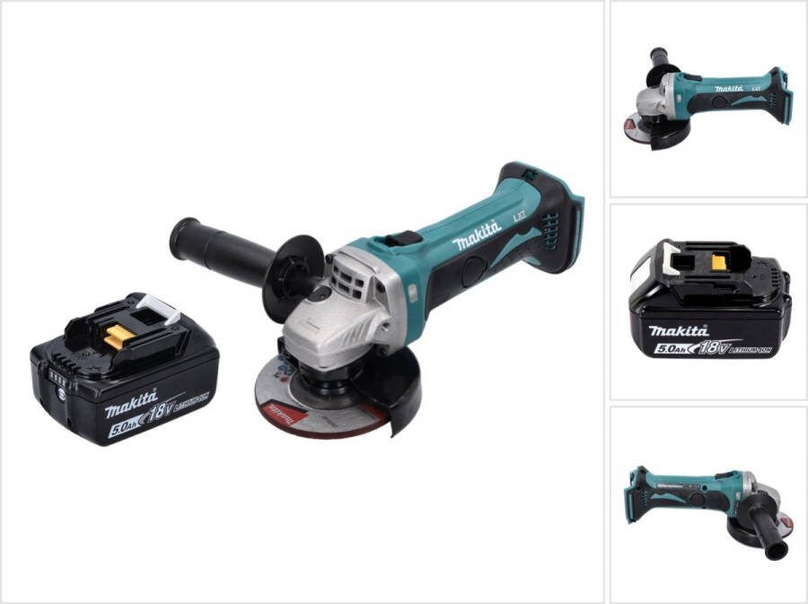 Makita DGA 452 T1 accu haakse slijper 18 V 115 mm + 1x oplaadbare accu 5.0 Ah zonder lader