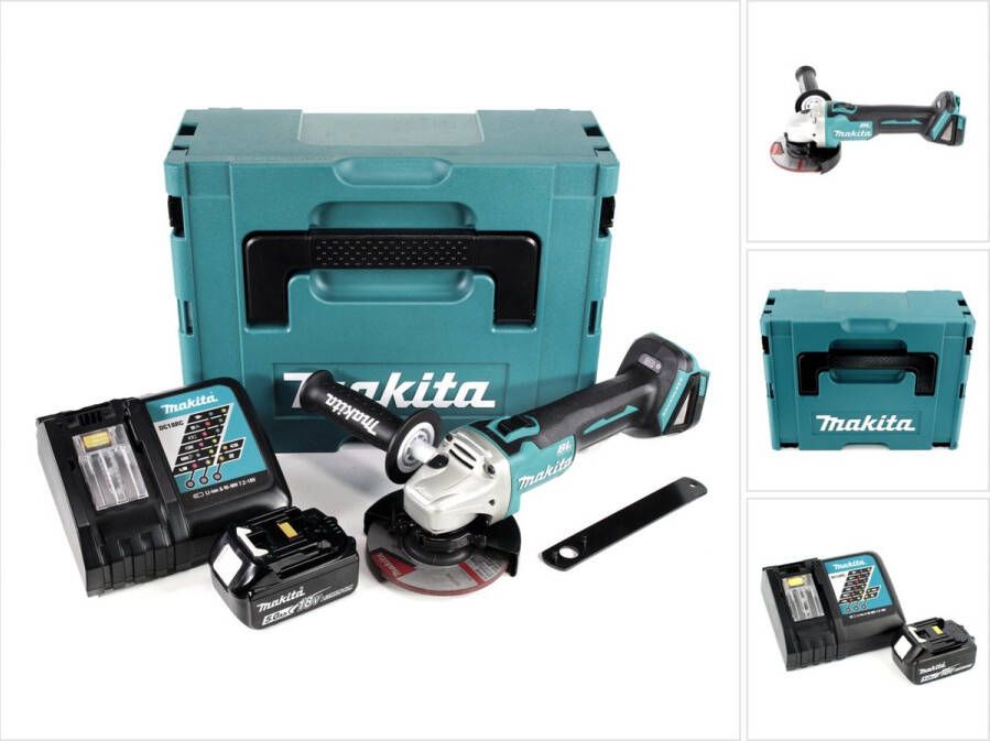 Makita DGA 504 RT1J accu haakse slijper 18V 125mm borstelloos + 1x oplaadbare accu 5.0Ah + lader + Makpac