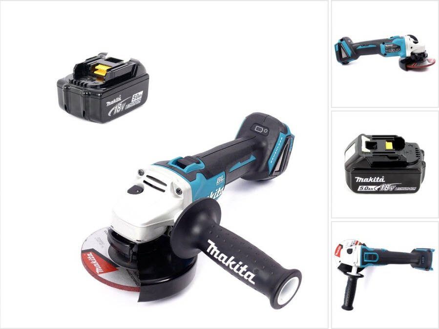 Makita DGA 504 T1 accu haakse slijper 18V 125mm borstelloos + 1x accu 5 0Ah zonder lader