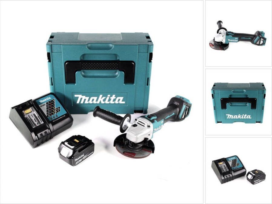 Makita DGA 511 RM1J accu haakse slijper 18V 125mm borstelloos + 1x accu 4.0Ah + lader + Makpac