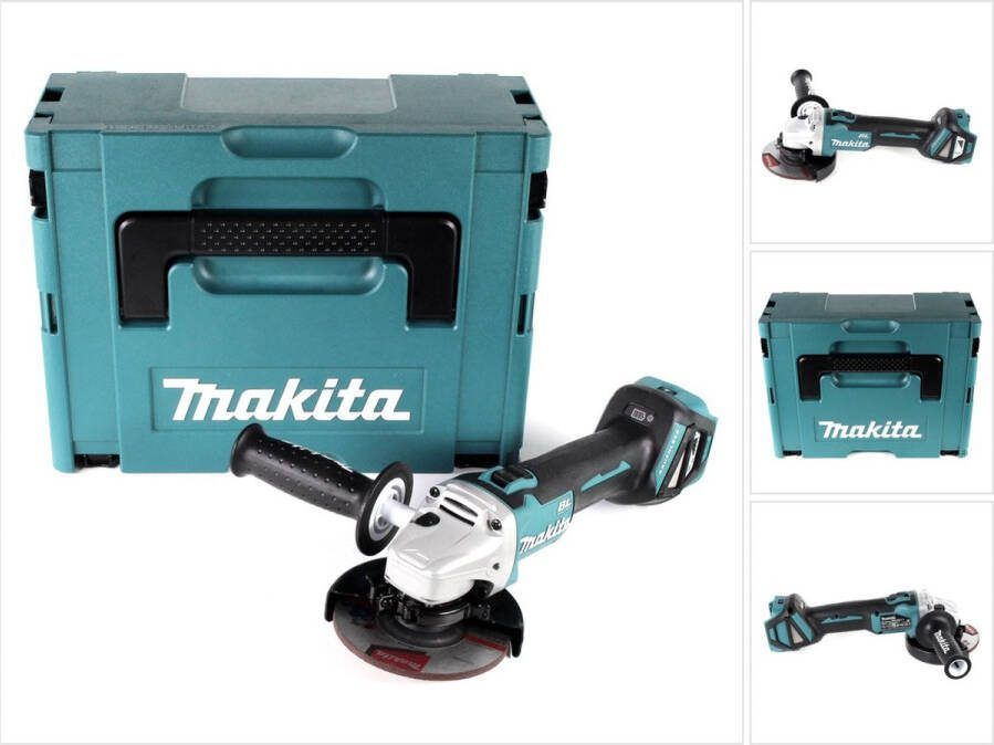 Makita DGA 511 ZJ Snoerloze haakse slijper 18V 125mm Brushless Solo + Makpac zonder accu zonder lader