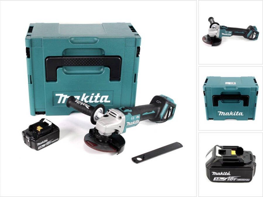 Makita DGA 513 F1J accu haakse slijper 18V 125mm borstelloos + 1x oplaadbare accu 3.0Ah + Makpac zonder lader