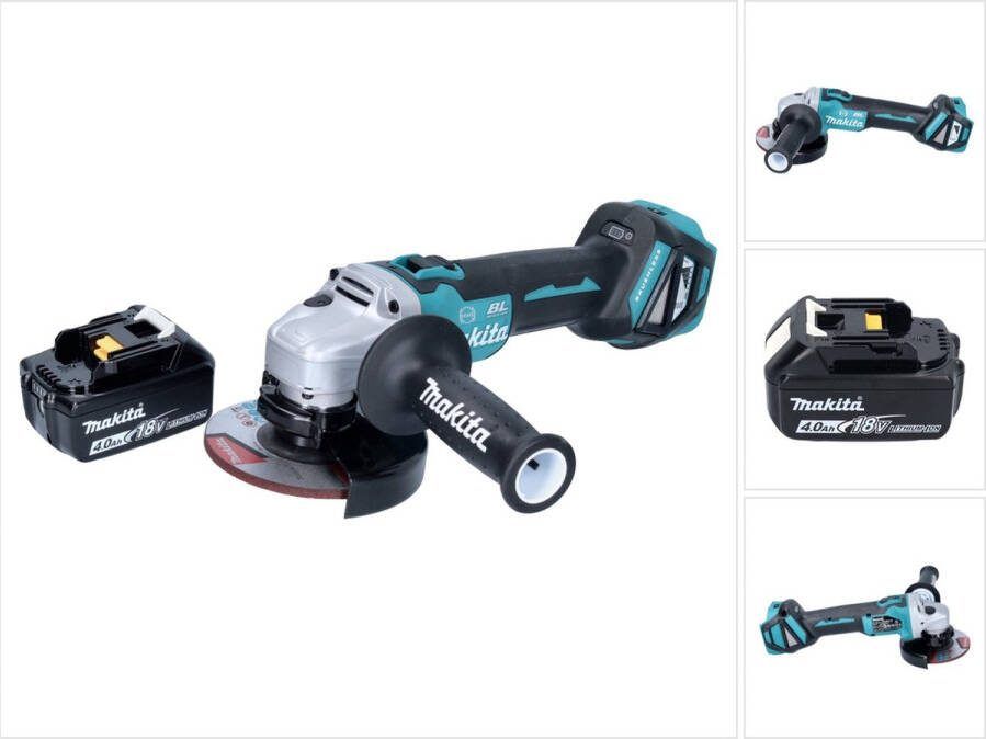 Makita DGA 513 M1 accu haakse slijper 18 V 125 mm borstelloos + 1x accu 4.0 Ah zonder lader