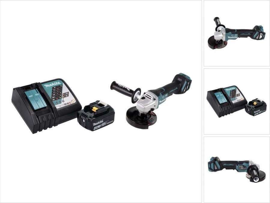 Makita DGA 517 RM1 accu haakse slijper 18 V 125 mm borstelloos + 1x accu 4.0 Ah + lader
