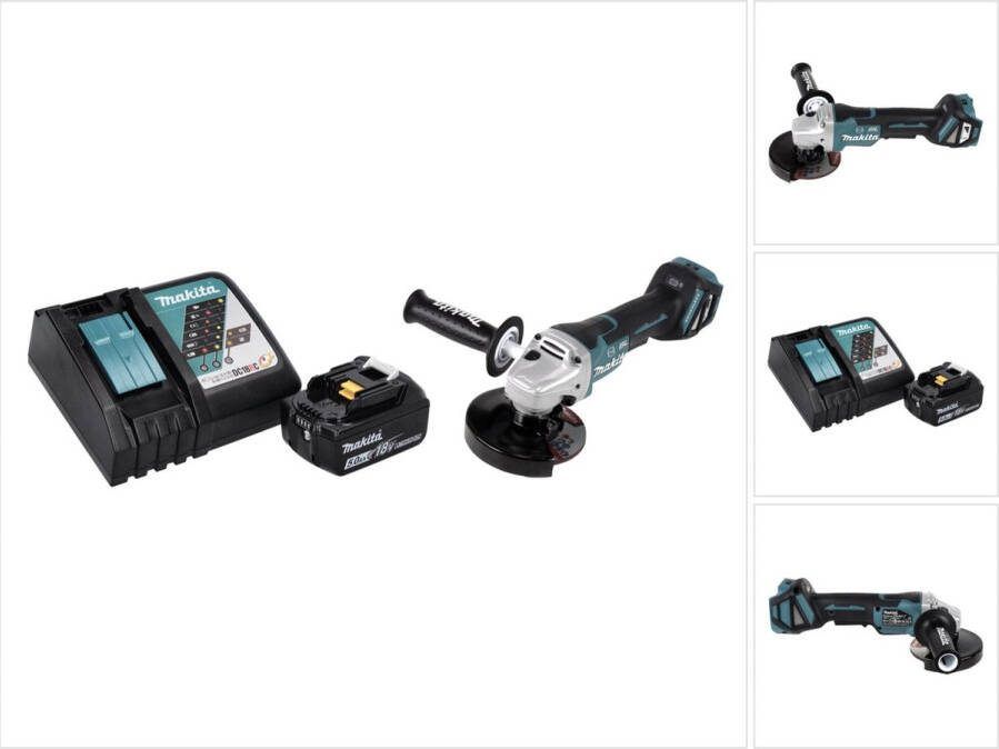 Makita DGA 517 RT1 accu haakse slijper 18 V 125 mm borstelloos + 1x oplaadbare accu 5.0 Ah + lader