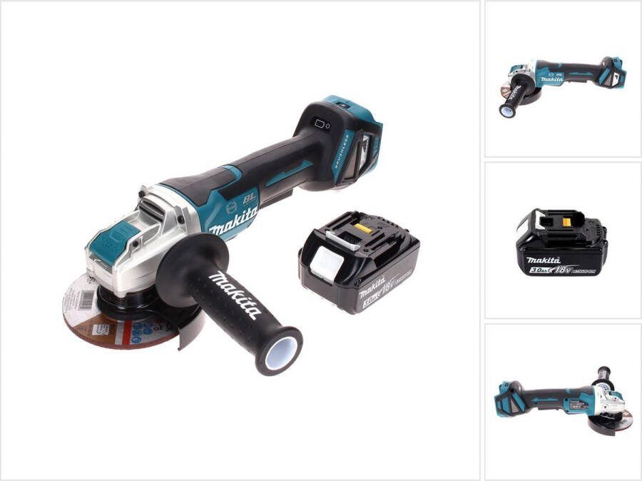 Makita DGA 519 F1 Snoerloze haakse slijper 18 V 125 mm Brushless X-Lock + 1x oplaadbare accu 3.0 Ah zonder lader