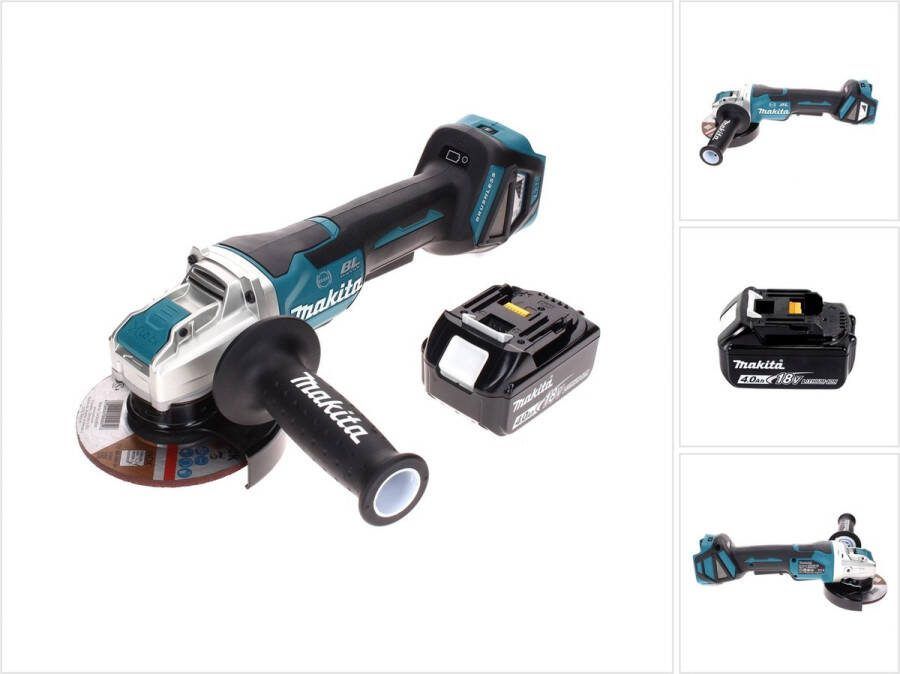 Makita DGA 519 M1 Snoerloze haakse slijper 18 V 125 mm Brushless X-Lock + 1x accu 4.0 Ah zonder lader