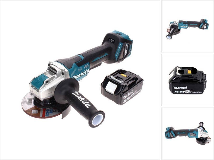 Makita DGA 519 T1 accu haakse slijper 18 V 125 mm Brushless X-Lock + 1x oplaadbare accu 5.0 Ah zonder lader