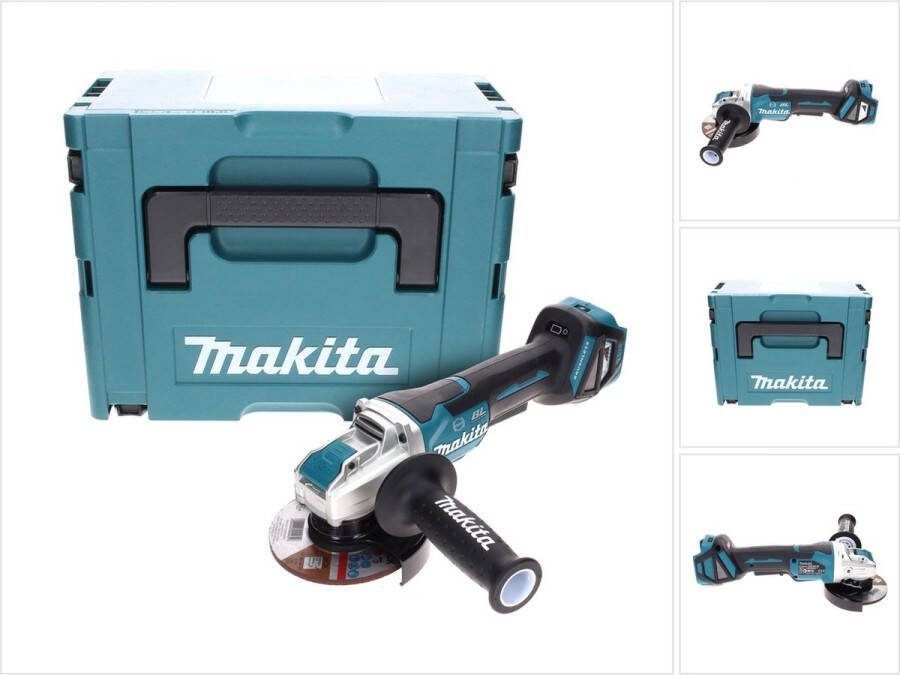 Makita DGA 519 ZJ Snoerloze haakse slijper 18 V 125 mm Brushless X-Lock Solo + Makpac zonder accu zonder lader