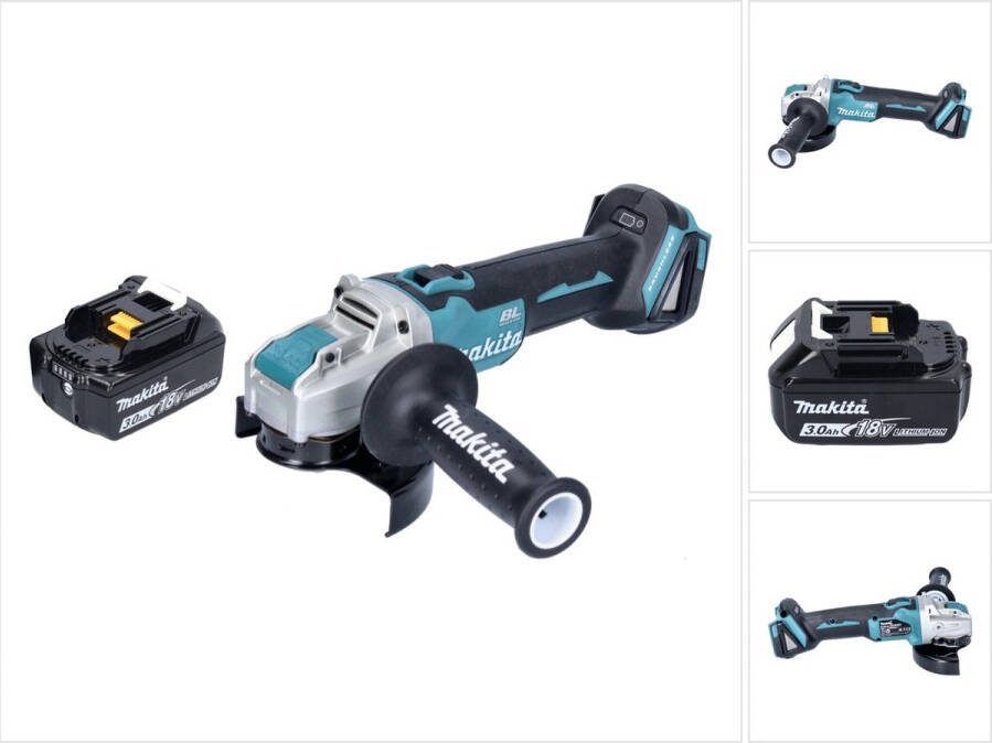 Makita DGA 521 F1X1 accu haakse slijper 18 V 125 mm X-LOCK Brushless + 1x oplaadbare accu 3.0 Ah zonder lader