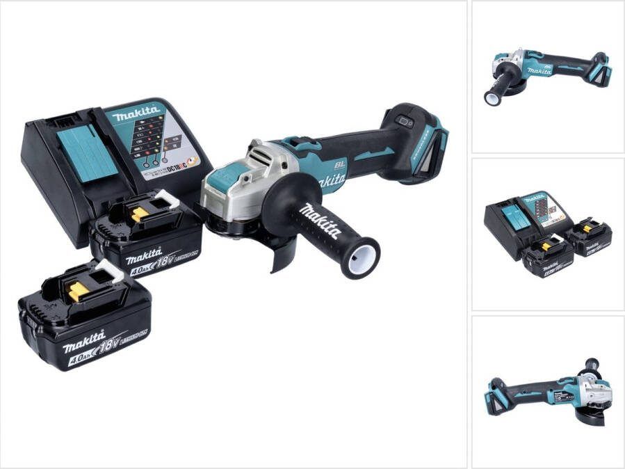 Makita DGA 521 RMX1 accu haakse slijper 18 V 125 mm X-LOCK Brushless + 2x accu 4.0 Ah + lader
