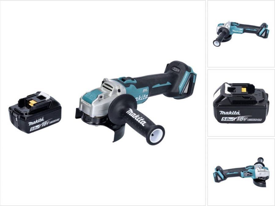 Makita DGA 521 T1X1 Snoerloze haakse slijper 18 V 125 mm X-LOCK Brushless + 1x oplaadbare accu 5.0 Ah zonder lader