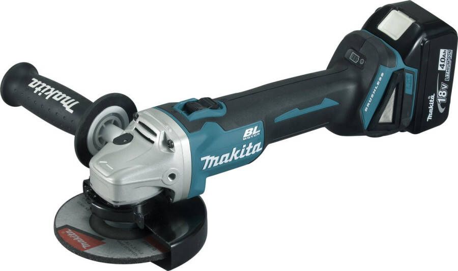 Makita DGA504RMJ 18V Li-Ion Accu haakse slijper set (2x 4.0Ah accu) in Mbox 125mm koolborstelloos