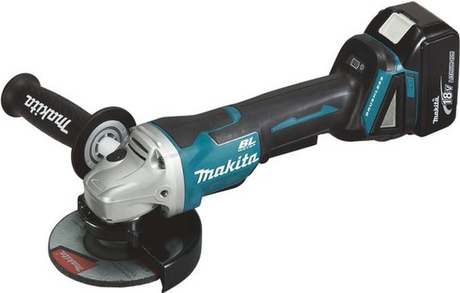 Makita DGA508T1J 18V accu haakse slijper 1x 5.0Ah in Mbox zonder oplader