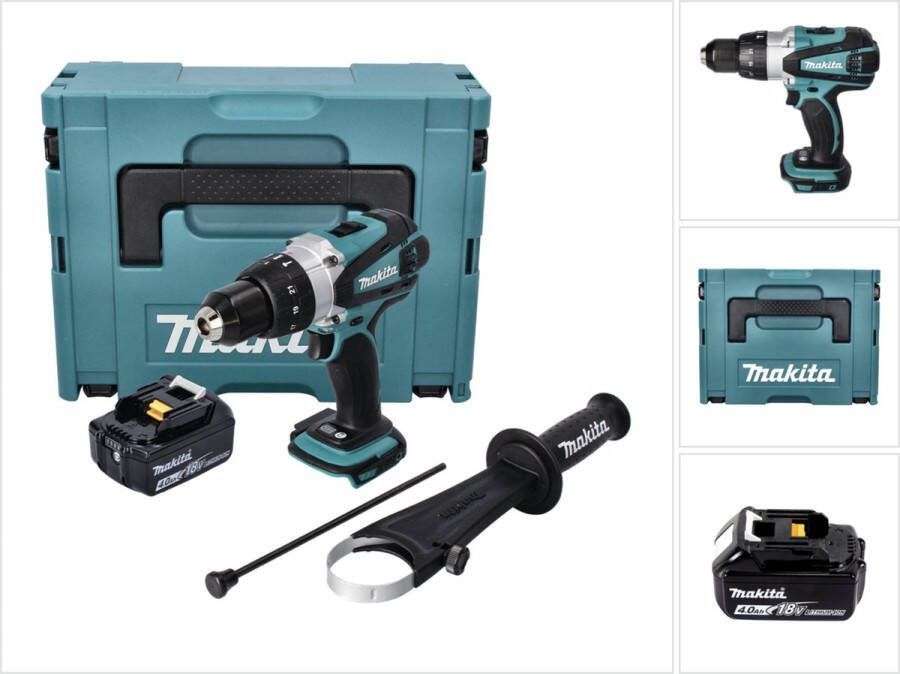 Makita DHP 458 M1J accu klopboormachine 18 V 91 Nm + 1x accu 4.0 Ah + Makpac zonder lader
