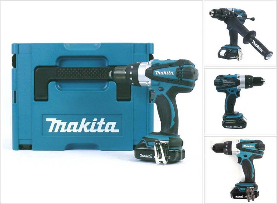 Makita DHP 458 Y1J accu klopboormachine 18V 91Nm in Makpac + 1x 1 5 Ah accu