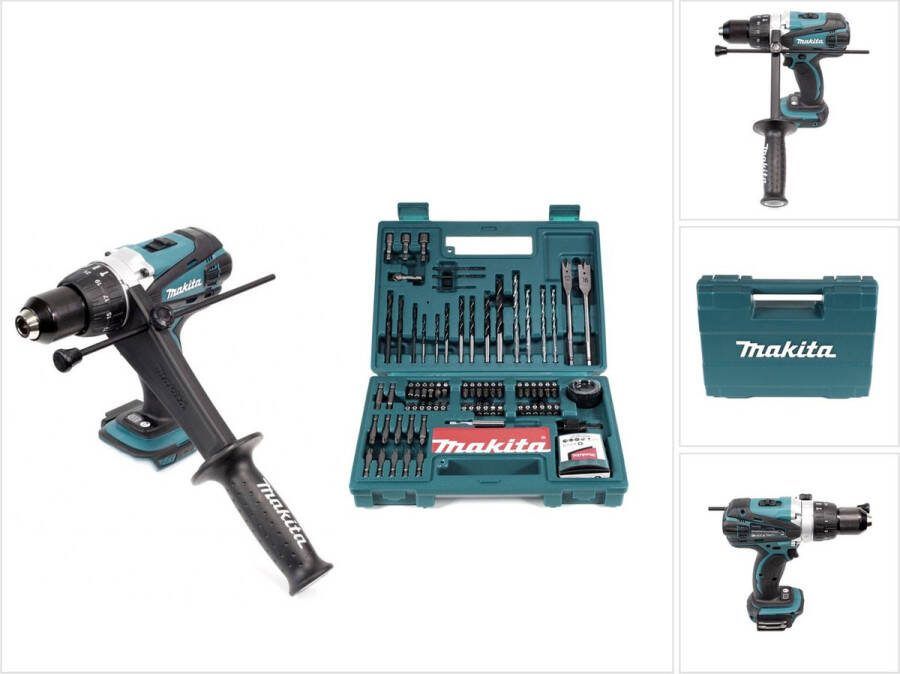 Makita DHP 458 Z accu klopboormachine 18V 91Nm solo + bits & boren set 100 stuks